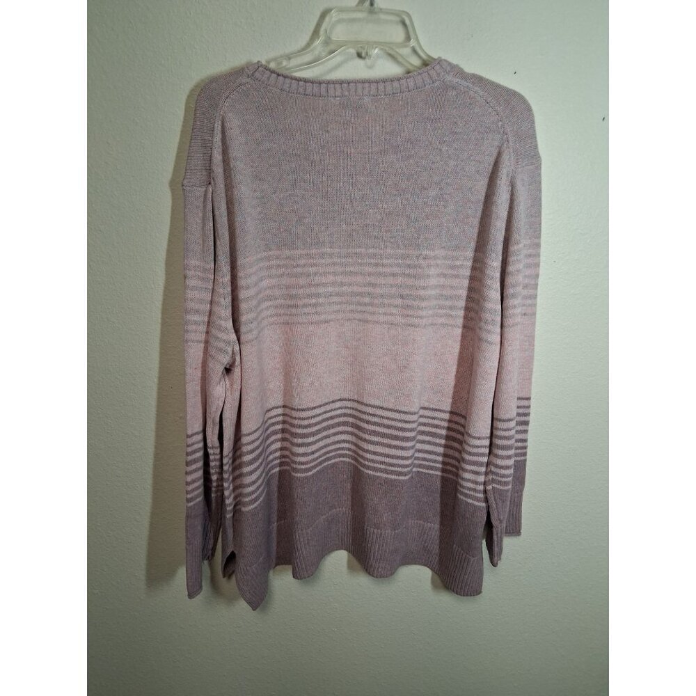 NWT Ella Moss Sweater Casual Winter Oversized Pink Stripe Women Size XXL - Picture 2 of 5